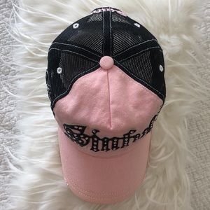 SINFUL  by Affliction Mesh Embroidered Rhinestones baseball truckers Cap pink